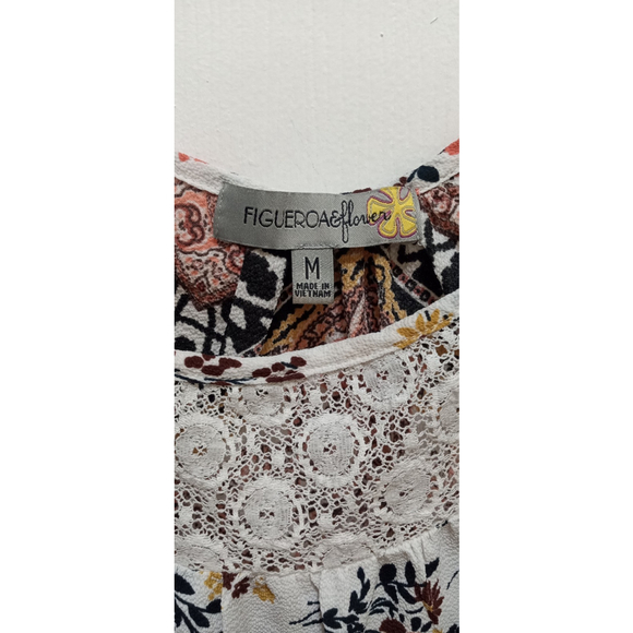 Fig & Flower Womens Cold Shoulder Blouse Sz M Paisley Print Boho Peasant Hippie - Picture 7 of 7